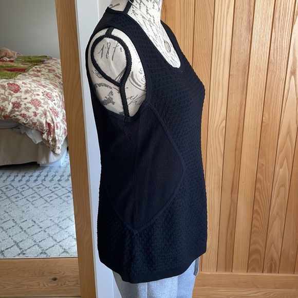 NWOT Rag & Bone black textured knit sleeveless top with mesh back on top half. L - Picture 5 of 13